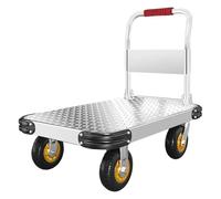 Folding Platform Trolley, Heavy-Duty Steel Utility Cart with Foldable Handrails for Space-Saving Storage, Ideal for Supermarkets, Garages & Warehouses