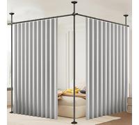 Folding Pleated Extra Wide Room Divider Blackout Curtains for Living Room Bedroom, Grey Full Blackout Curtains with Hooks for Patio Door, Accordion Style, Wall Closet, 60"x84" 1 Panel