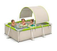 Folding pool with roof, 3 layer PVC rectangular inflatable pool | UV Protection Folding Pool for Adults & Kids, Rustproof Steel Frame, Rapid Drainage, Garden, Patio, Camping (4.5m/14.8ft)