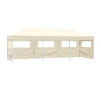 vidaXL Folding Pop-up Party Tent with 5 Sidewalls 3x9m Cream Canopy Gazebo