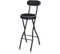 Folding Portable Bar Stool Set with Backrest & Footrest, 2pcs Counter Height Chairs, Steel e for Kitchen Island Breakfast, Black 26-inch (65cm)