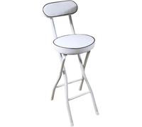 Folding Portable Bar Stools with Backrest & Footrest, 2pcs Counter Height Chairs, Steel e for Kitchen Island & Breakfast Bar, White, 65cm/26inch