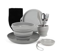 Folding Portable Camping Plates and Bowls Set,Camping Plate Bowl Cup Cutlery Set for 1,Camping Utensils Foldable Cup, Bowl and Stainless Steel Spoon,Silicone Mess Kit for Travel, Picnic, Outdoor