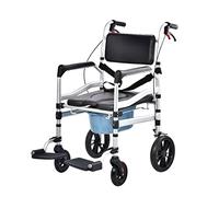 Folding Portable Commode Chair with Hand Brake for Elderly,Wheeled Commode Chair,Disabled & Assisted Living,Bedside Commodes Transport Shower Chair with Padded Seat,Foldable Pedal B