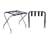 Harbour Housewares Folding Metal Luggage Racks - Chrome - Pack of 2 - Portable Folding Single Tier Home Bedroom Suitcase Foldable Suit Case Holder Travel Chest Storage Stand