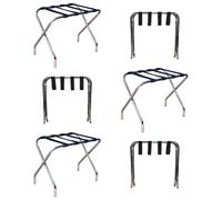 Harbour Housewares Folding Metal Luggage Racks - Chrome - Pack of 6 - Portable Folding Single Tier Home Bedroom Suitcase Foldable Suit Case Holder Travel Chest Storage Stand