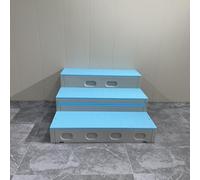Folding Portable Stage Steps Small, 3 Tiers Stage Stair Platform, Tapered Standing Choral Riser for School, Church, Wedding, Theater, Concert All Ordinary(Blue)