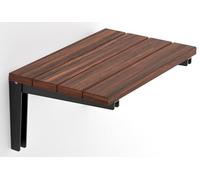 Folding Premium Quality Massive Solid African Teak Iroko Wood Wall Mounted Shower Seat, Handmade Foldable Bench, Wall Mounted Wooden Bathroom Stool, Inside Bath Seat Fold Down (Natural Iroko, Medium)