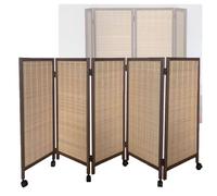 Folding Privacy Protection Screen, Brown Short Mobile Foldable Privacy Room Divider with Wheels Multiple Sizes 4-8 Panels(120x40cm-5 Panels)