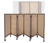 Folding Privacy Protection Screen, Brown Short Mobile Foldable Privacy Room Divider with Wheels Multiple Sizes 4-8 Panels(120x40cm-6 Panels)