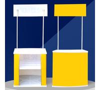 Folding Promotional Counter Table, Portable Retail Reception Event Desk Front Desk Podium Pop Up Exhibition Counter Trade Show Display Stand,Supermarket Tasting Table Banner Advertising Stand