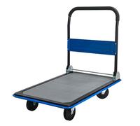 Folding Push Cart, 650lbs Platform Truck with 360° Swivel Wheels, Heavy Duty Flatbed Cart for Warehouse, Moving, Cargo (Blue)