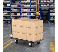 Folding Push Cart Platform Truck Luggage Dolly W/ 360° Swivel Wheels 200kg