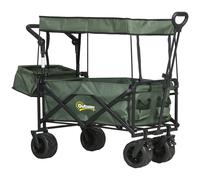Folding Push Pull Cart Green Steel Frame Canopy 117x55x98cm 68kg Cap EVA Wheels