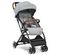 Folding Pushchair with Adjustable Backrest and Footrest COSTWAY Grey One Size