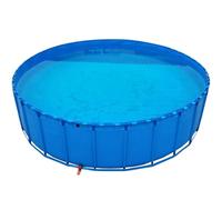 Folding PVC Fish Pond with Drain Valve - Outdoor Water Storage Pool for Koi, Turtles & Saltwater Fish - Temporary Canvas Holding Tank for Aquariums(1.2X06m)