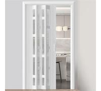 Folding PVC Sliding Door Partition Gate for Room Divider, Closet, Kitchen, Hallway, 68x80in Interior Concertina Design