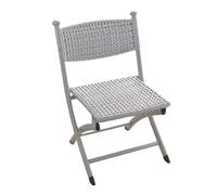 Folding Rattan Chairs, Modern Mid Century Dining Chairs with Ergonomic Backrest, Portable Wicker Farmhouse Style for Garden and Camping