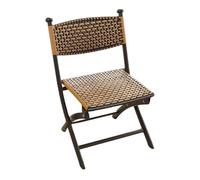 Folding Rattan Chairs, Modern Mid Century Dining Chairs with Ergonomic Backrest, Portable Wicker Farmhouse Style for Garden and Camping
