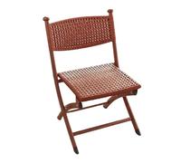 Folding Rattan Chairs, Modern Mid Century Dining Chairs with Ergonomic Backrest, Portable Wicker Farmhouse Style for Garden and Camping