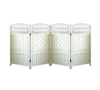 Folding Rattan Room Divider - 6 Panels, 31.49" Tall Partition Wall, Versatile for Classrooms & Offices, Stylish White Design, 31.49 x 15.74 in