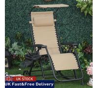 Folding Recliner Chair Outdoor Lounge Rocker Zero-Gravity Seat w/ Adjustable