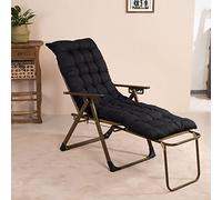 Folding Recliner Cushioned Pe Rattan Zero Gravity Lounge Chair Quick Dry Sun Loungers Adjustable Backrest Chairs Supports 200Kg-Rattan Reclining Black