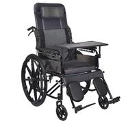 Folding Recliner Wheelchair Lightweight - Adults Portable Mobility Chair with Removable Footrests and Armrests Bariatric-Friendly Seat