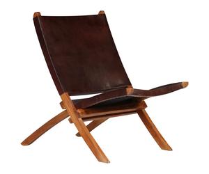 Folding Relaxing Chair Sofa Chair Home Office Chair Seat Real Leather vidaXL