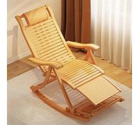 Folding Rocking Chair,Foldable Recliner Rocking Chair with Massage Footrest - Elderly Adult Lounge Chair with Adjustable Backrest - Outdoor Rocker Armchair - Bamboo Leisure Chair - Bearing C