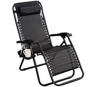 Folding Rocking Chair - Weatherproof Reclining Deck Chair with Free Side Table and Cup Holder for Beach and Outdoor Use