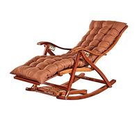 Folding Rocking Chair with Cushion, Comfortable Bamboo Deck Chair for Relaxing Living Room Patio Patio