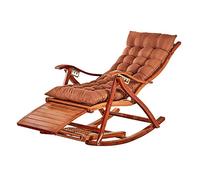 Folding Rocking Chair with Cushion, Comfortable Bamboo Deck Chair for Relaxing Living Room Patio Patio