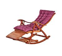 Folding Rocking Chair with Cushion, Comfortable Bamboo Deck Chair for Relaxing Living Room Patio Patio