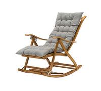 Folding Rocking Chair with Cushion, Comfortable Bamboo Deck Chair for Relaxing Living Room Patio Patio