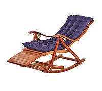 Folding Rocking Chair with Cushion, Comfortable Bamboo Deck Chair for Relaxing Living Room Patio Patio