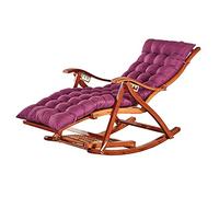 Folding Rocking Chair with Cushion, Comfortable Bamboo Deck Chair for Relaxing Living Room Patio Patio