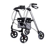 Folding Rollator Deluxe Four Wheeled Rollator, Wear-Resistant Anti-Slip Elderly Walker with Basket, Roller with Four Wheels, Adjustable High Foldable Brake