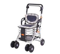 Folding Rollator Drive Wheel Walking Aid Height Adjustable, Upright Posture Rolling Large Space, Super Lightweight Aluminum, Mobility Portable Rollator with 4 Wheel, for Seniors,B