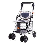 Folding Rollator Drive Wheel Walking Aid Height Adjustable, Upright Posture Rolling Large Space, Super Lightweight Aluminum, Mobility Portable Rollator with 4 Wheel, for Seniors,A