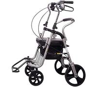 Folding Rollator Drive Wheel Walking Aid, Super Lightweight Aluminum, Mobility Portable Rollator with 4 Wheel for Seniors,Gray