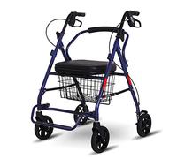Folding Rollator Drive Wheel Walking Aid, Upright Posture Rolling, Super Lightweight Aluminum, Mobility Portable Rollator with 4 Wheel for Seniors,Blue