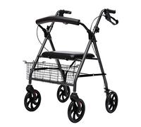 Folding Rollator Elderly, Aluminum Foldable Walking Mobility Aid Rollator Shopping cart Trolley with Seat and Handbrake Narrow Walking Frame