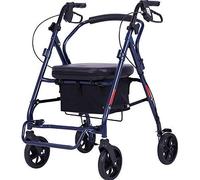 Folding Rollator Four Wheels Rollator Aluminium Mobility Walker Folding Walking Aid with Padded Seat Ultra Lightweight Rollator Walker with Back Support for The Elderly