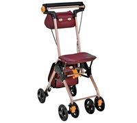 Folding Rollator Portable Rollator with Seat Walking Frame Aid Mobility Trolley,seat Width 270X seat Length 195X Height 480mm with Bag,Red