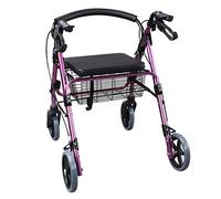 Folding Rollator,Practical Aluminum Rollator Fold Up and Removable Back Support, Padded Seat, 4" Wheels and Adjustable Arms,Supports up to 220 lbs-Elderly