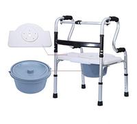 Folding Rollator Rollator Folding, with Bath Plate and Potty 8-Level Adjustable Leg Super Load Bearing Aluminum Frame for Elderly and Disabled,Without Wheels