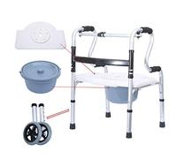 Folding Rollator Rollator Walker with Shower Chair and 2 Wheels, Commode with Casters, Rolling Shower Chair with Padded Toilet Seat for Handicap and Seniors