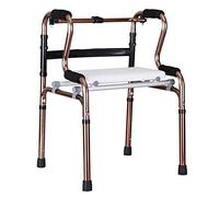 Folding Rollator Rollator Walking Mobility Aid with Bath Plate Standard for Seniors Height Adjustable Lightweight Walking Frames,Gold