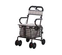 Folding Rollator Rollators Steel Pipe Folding Four Wheels Rollator with Padded Seat Carry Basket and Lockable for People with Limited Mobility,C